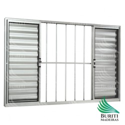 Veneziana de Alumínio 06 fls Correr c/ Grade Premium - Branco